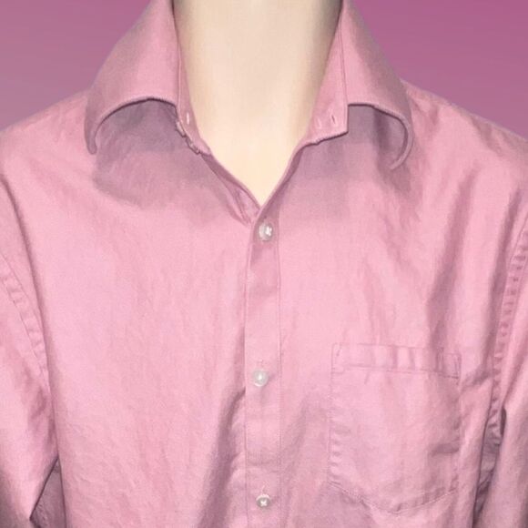 Gene Meyer Herringbone Button Up Shirt Size 15.5 - Picture 5 of 6